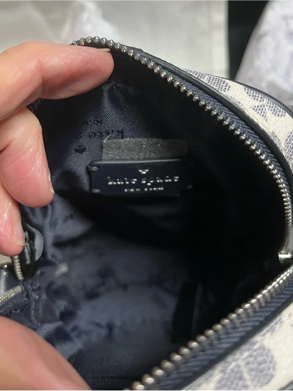 kate spade Ivory & Navy Flower North South Crossbody Phone Bag